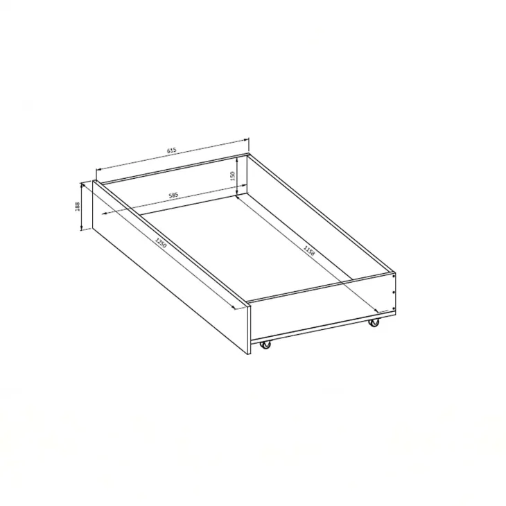 Letto 140x200cm alla francese con cassettoni rovere tortora Lise