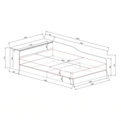 Letto 120x190cm contenitore una piazza e mezza con comò rovere scuro marrone Joel