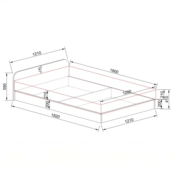 Letto 120x190cm una piazza e mezza contenitore rovere rustico Carducci