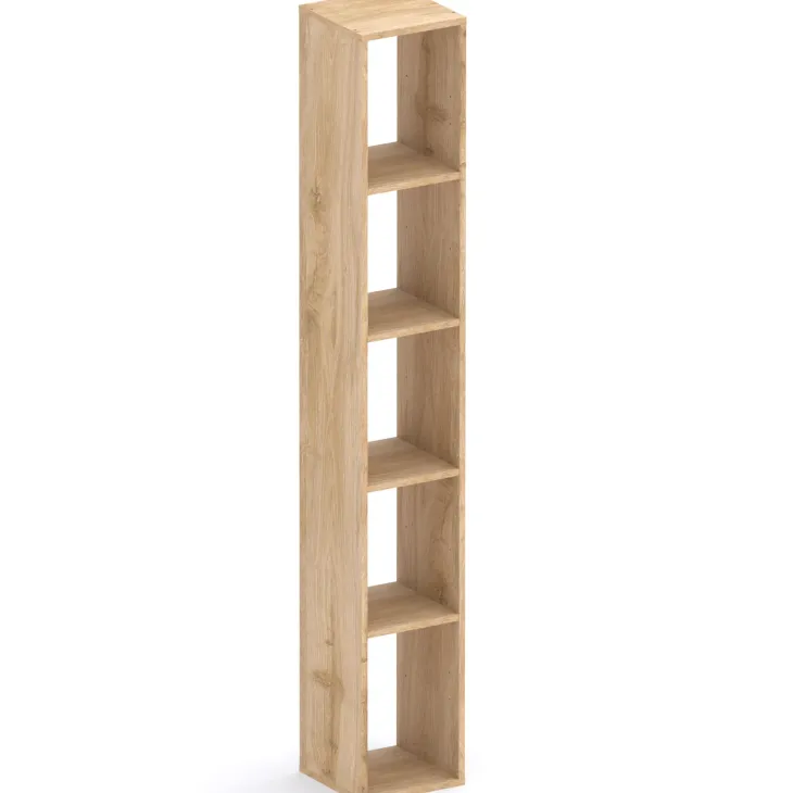 Libreria moderna 84x186h cm 2 ante ossido nero rovere chiaro Sunset 1005