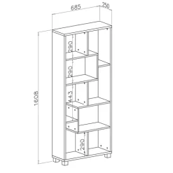 Libreria orizzontale 156x74h cm moderna soggiorno multiposizione bianco frassinato Eliza