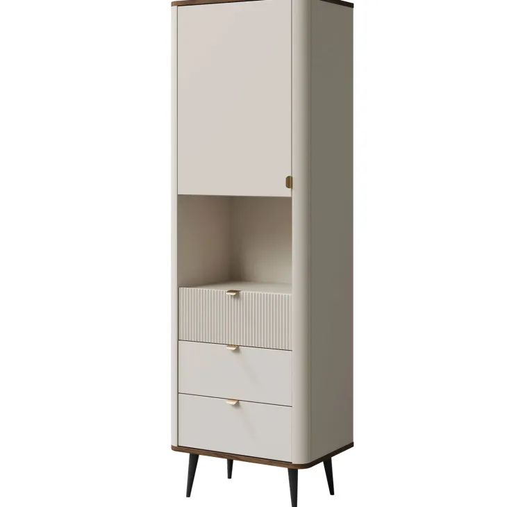 Libreria 60x191 cm 1 anta 3 cassetti 1 vano a giorno beige cashmere noce Arden