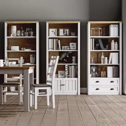 Libreria 90x198h cm 4 ripiani bianco frassinato rovere Provenza