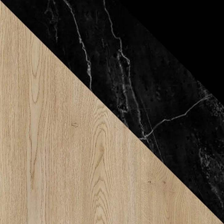 Madia moderna 184x75h cm 2 vani rovere effetto marmo nero Roundi