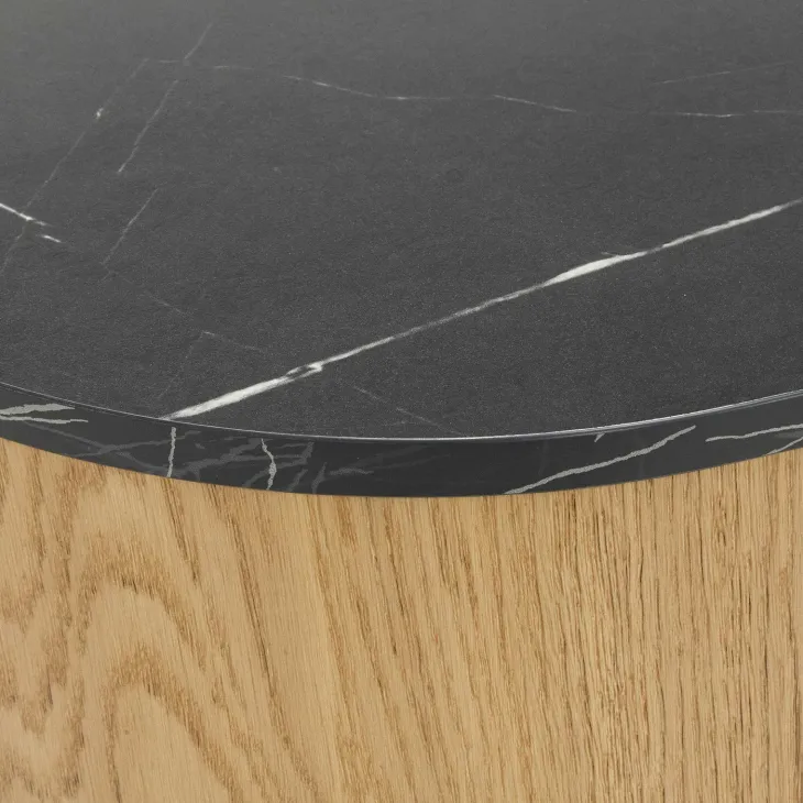 Madia moderna 184x75h cm 2 vani rovere effetto marmo nero Roundi