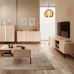 Madia 153x82cm 3 ante 2 cassetti moderna beige Melly