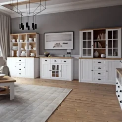 Madia 130x88h cm 3 ante bianco frassinato rovere Provenza