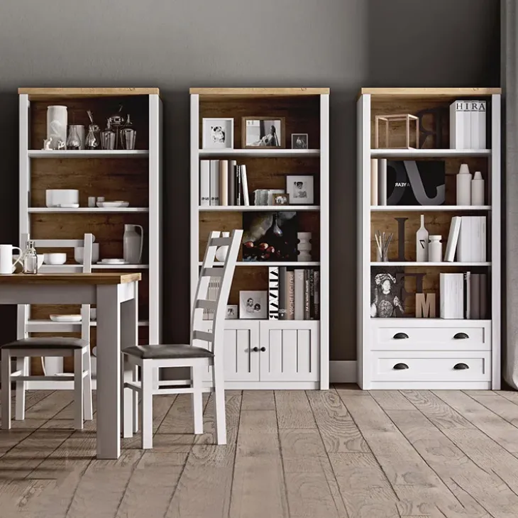 Madia 130x88h cm 2 ante 4 cassetti bianco frassinato rovere Provenza