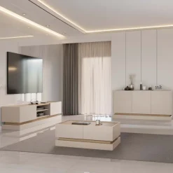 Madia 160x75h cm 3 ante moderna beige rovere Rhea