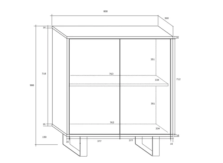 Madia 80x90h cm 2 ante moderna bianco opaco e lucido Kelli Gihome®
