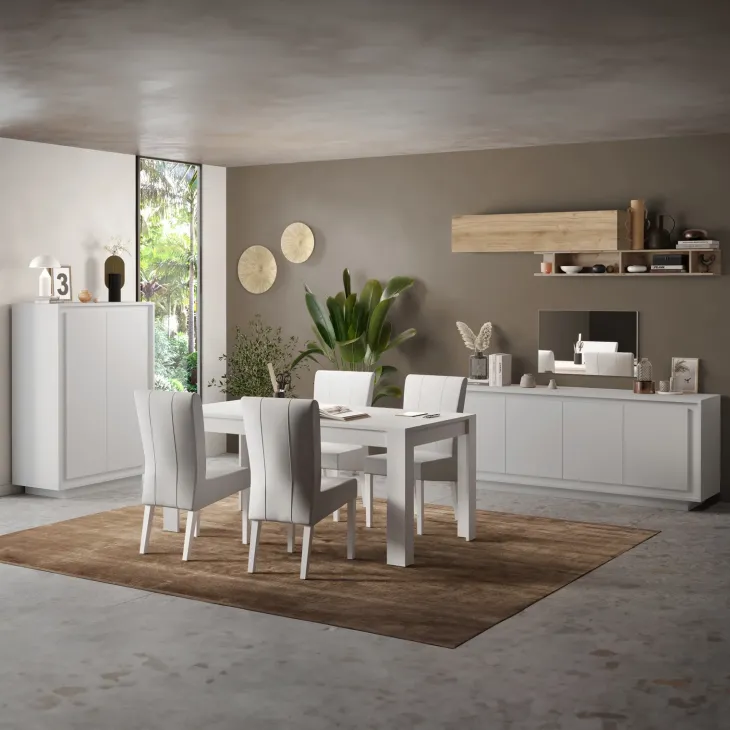 Madia 207x80h cm 4 ante moderna bianco opaco Deluxe