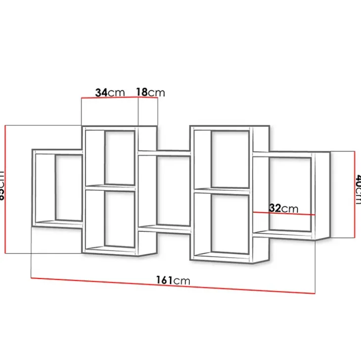 Mensola 161x65h cm pensile da parete design moderno rovere chiaro Emanuela