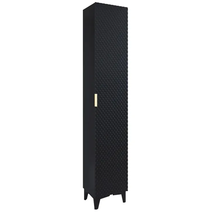 Mobile bagno a terra 81cm con colonna nero frontali decorati Konny