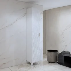 Mobile bagno a terra 61cm con colonna bianco frontali decorati Konny