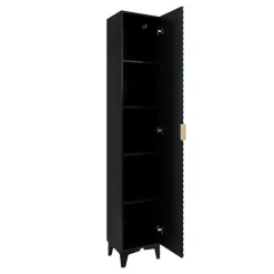 Mobile bagno a terra 61cm con colonna nero frontali decorati Konny