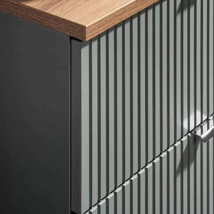 Mobile bagno sospeso cannettato 120cm verde salvia rovere Greeny