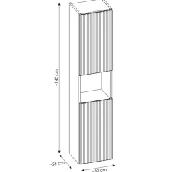 Mobile bagno sospeso cannettato 100cm con lavabo e colonna bianco rovere Cleany