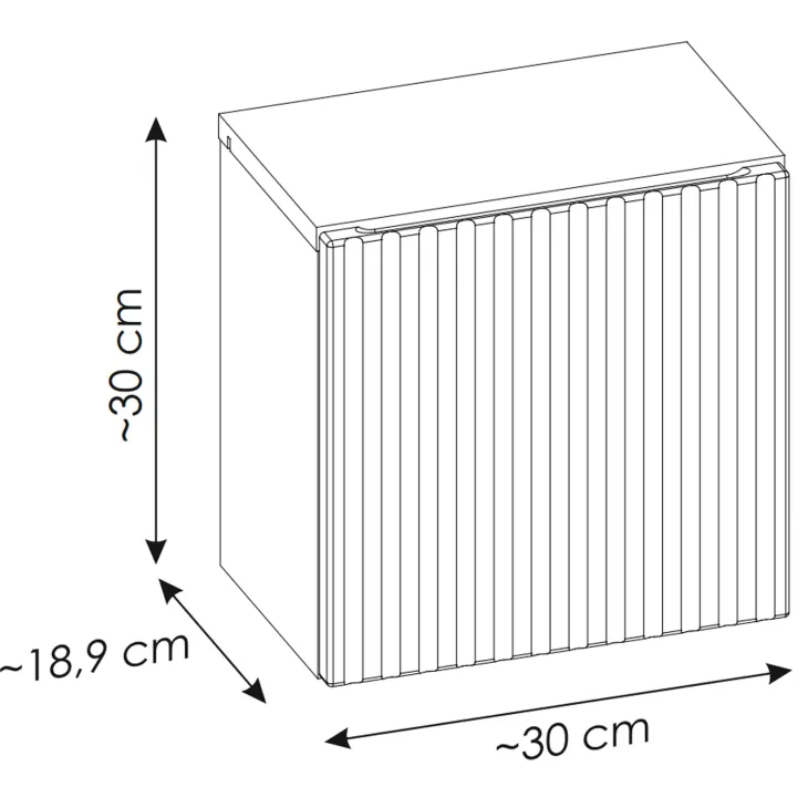 Mobile bagno sospeso cannettato 80cm con lavabo, colonna e 3 pensili bianco rovere Cleany