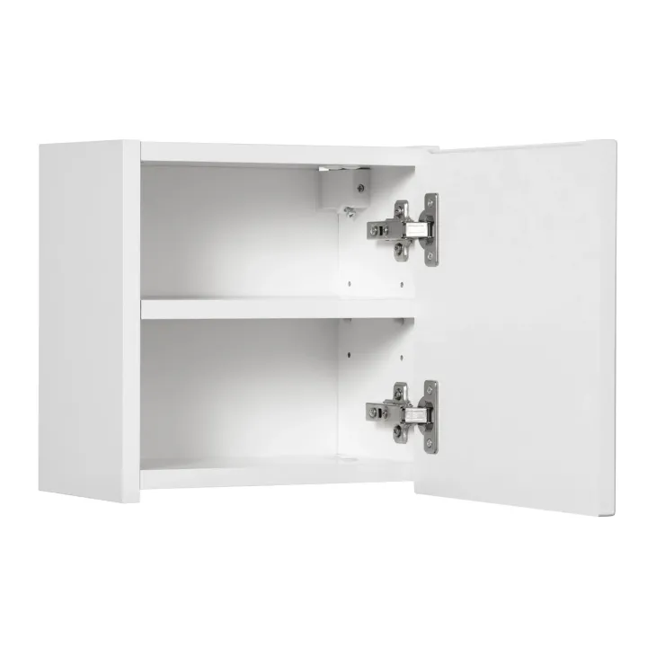Mobile bagno sospeso cannettato 80cm con lavabo, colonna e 3 pensili bianco rovere Cleany