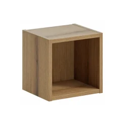 Mobile bagno sospeso cannettato 80cm con lavabo e colonna nero rovere Cleany