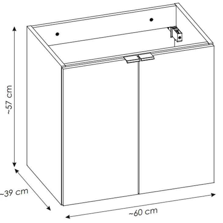 Mobile bagno sospeso 60cm 2 ante con lavabo rovere Rovery