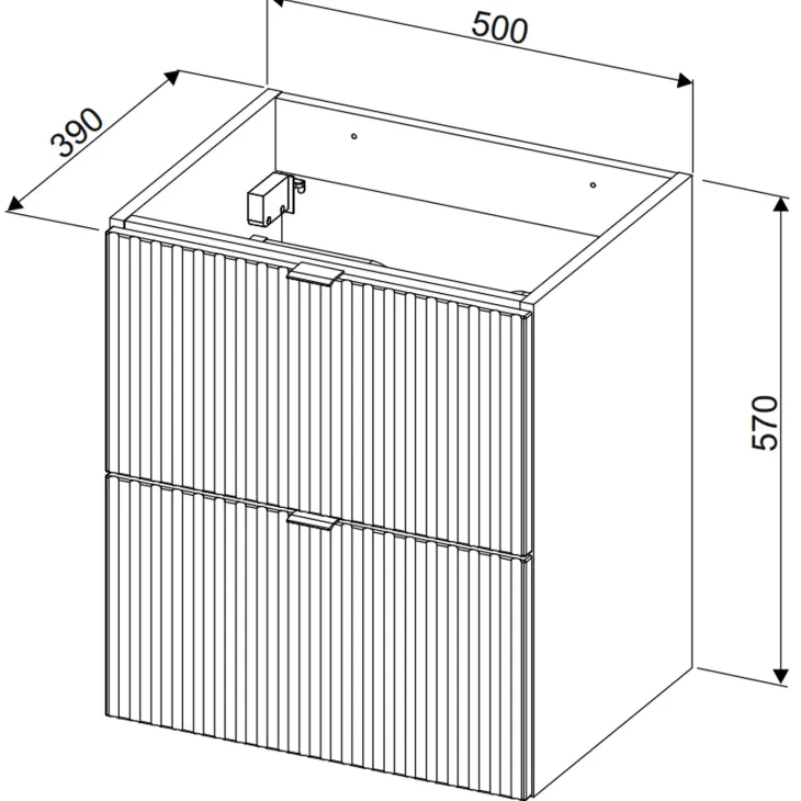 Mobile bagno sospeso 50cm cannettato con lavabo 2 cassetti verde salvia Greeny