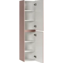 Mobile bagno sospeso 60cm cannettato con lavabo, colonna e specchio rosa Autentic