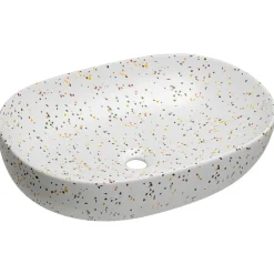 Mobile bagno sospeso 60cm cannettato con lavabo, colonna e specchio rosa Autentic