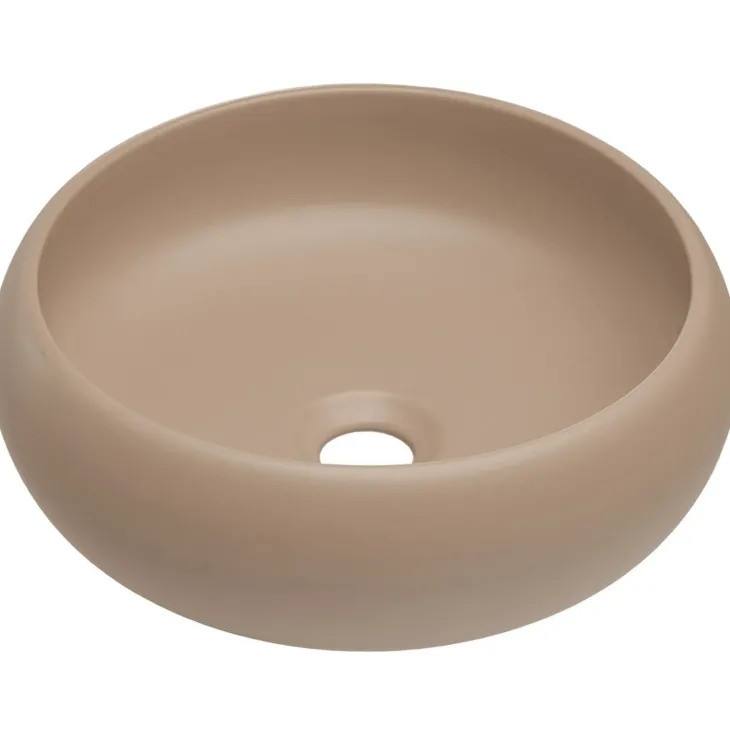 Mobile bagno sospeso 100cm cannettato con lavabo, colonna e specchio beige Autentic