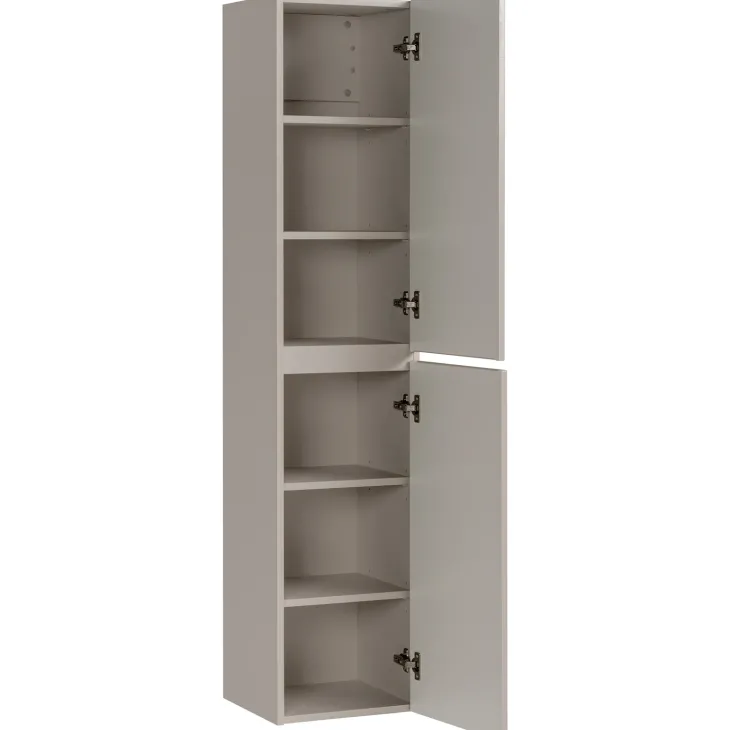 Mobile bagno sospeso 100cm cannettato con lavabo, colonna e specchio beige Autentic