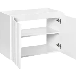 Mobile bagno sospeso 80cm cannettato 2 ante bianco rovere Cleany