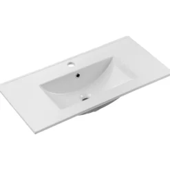 Mobile bagno sospeso 80cm cannettato con lavabo 2 ante bianco Cleany