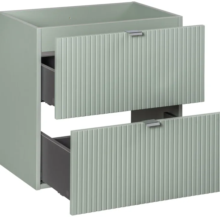 Mobile bagno sospeso 60cm cannettato con lavabo 2 cassetti verde salvia Greeny