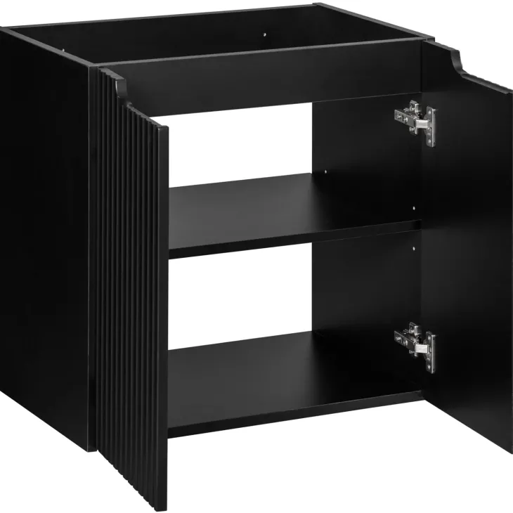 Mobile bagno sospeso 60cm cannettato 2 ante nero rovere Cleany