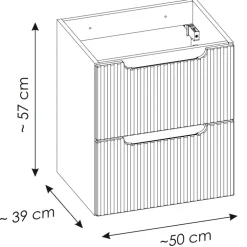 Mobile bagno sospeso 50cm cannettato con lavabo 2 cassetti beige Cleany