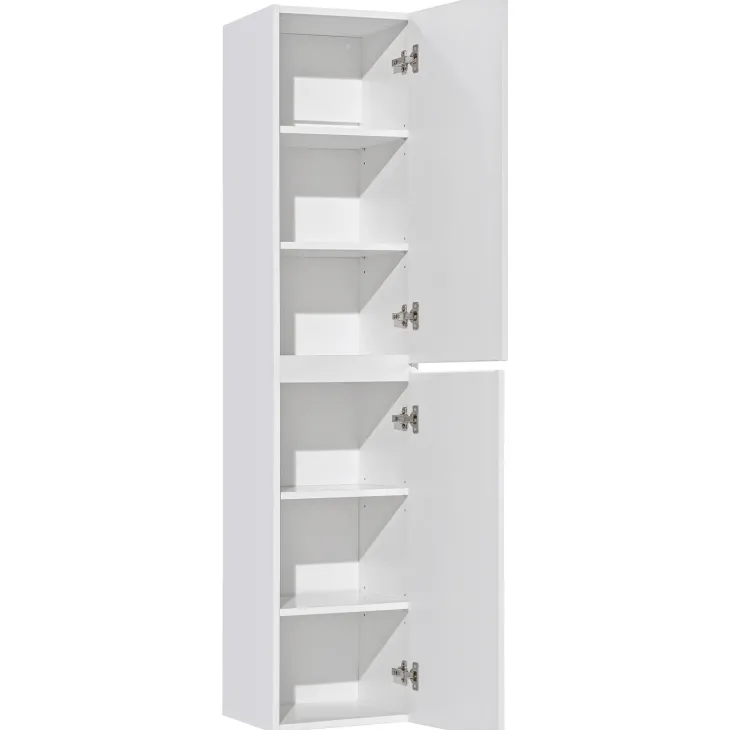Mobile bagno sospeso 60cm cannettato con lavabo, colonna e specchio bianco Autentic
