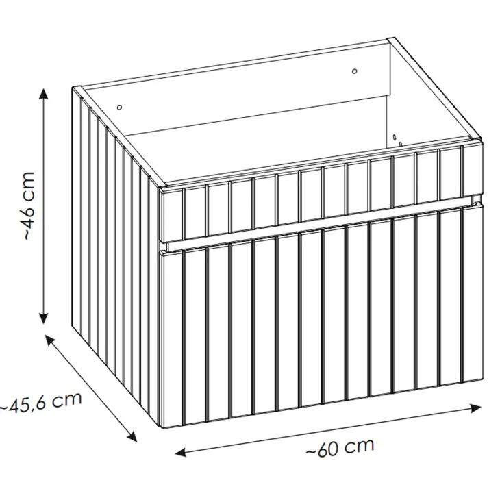 Mobile bagno sospeso 60cm cannettato con lavabo, colonna e specchio bianco Autentic