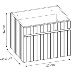 Mobile bagno sospeso 60cm cannettato con lavabo, colonna e specchio beige Autentic