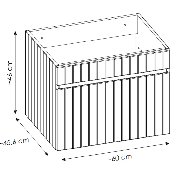 Mobile bagno sospeso 60cm cannettato con lavabo, colonna e specchio beige Autentic