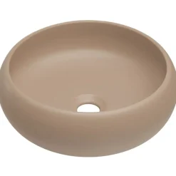 Mobile bagno sospeso 60cm cannettato con lavabo, colonna e specchio beige Autentic
