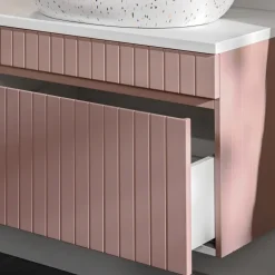 Mobile bagno sospeso 180cm cannettato 2 cassettoni rosa Autentic