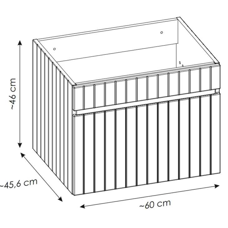 Mobile bagno sospeso 60cm cannettato 1 cassettone rosa Autentic