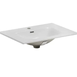 Mobile bagno sospeso 80cm cannettato con lavabo da incasso, colonna e specchio rosa Autentic