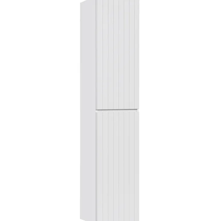 Mobile bagno sospeso 140cm cannettato con 2 lavabi, colonna e specchio bianco quercia Autentic