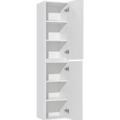 Mobile bagno sospeso 180cm cannettato con 2 lavabi, colonna e 2 specchi bianco quercia Autentic