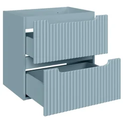 Mobile bagno sospeso 100cm cannettato 2 cassetti azzurro rovere Celestiale