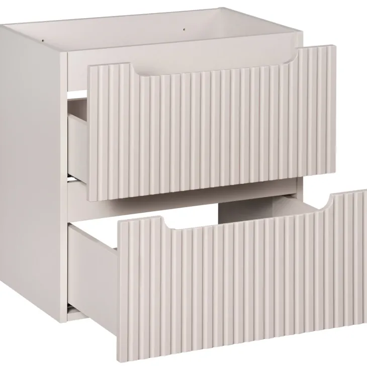 Mobile bagno sospeso 60cm cannettato con lavabo 2 cassetti beige Cleany