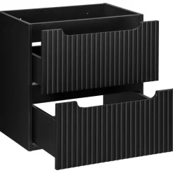 Mobile bagno sospeso 60cm cannettato con lavabo 2 cassetti nero Cleany