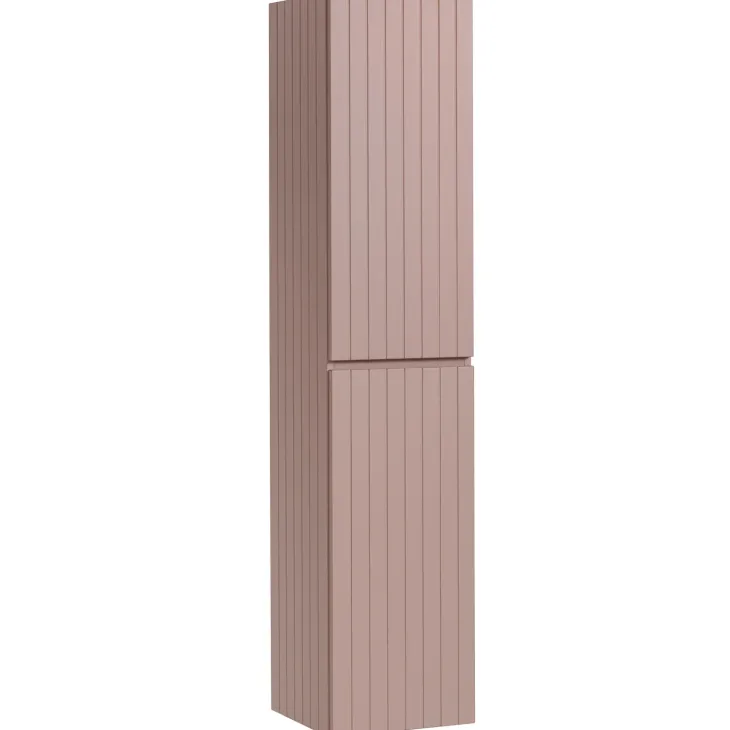 Mobile bagno sospeso 100cm cannettato con lavabo, colonna e specchio rosa Autentic
