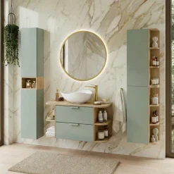 Mobile bagno sospeso 100cm 2 cassetti verde salvia rovere Speranza